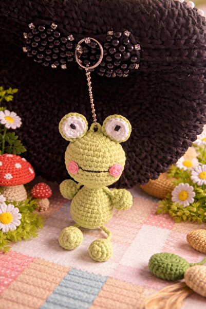 El Emeği Amigurumi Kurbağa Anahtarlık/Çanta Charmı