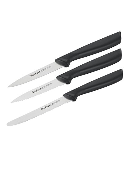 TEFAL Colourfood Multi-Purpose Knife Set, 3 Pieces - Black