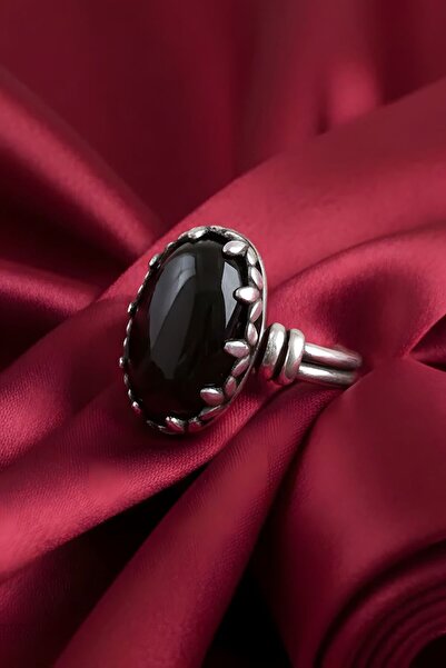 Takıdepo Çift Kol Model Oniks Taşlı El İşi Gümüş Yüzük