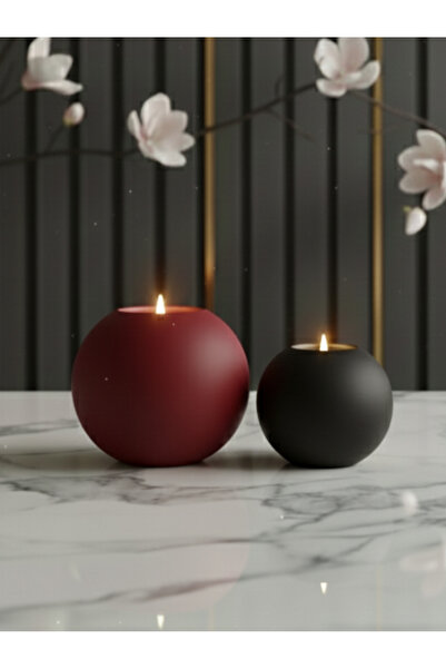 LUNİVAA HOME Dekoratif Küre Şekline 2li Renkli Büyük ve Küçük Mumluk Ev, Ofis...