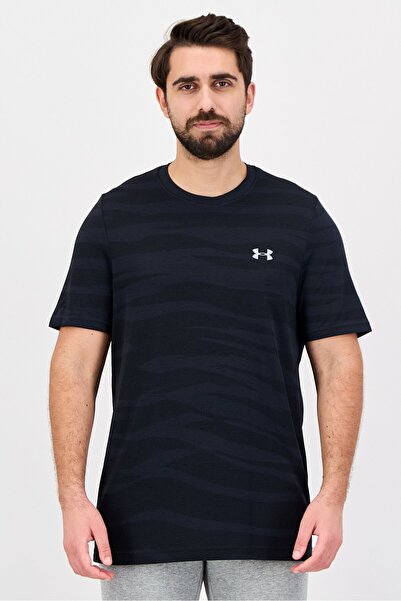 Under Armour تي شيرت رياضي رجالي بأكمام قصيرة للتدريب، أسود