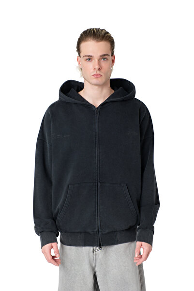 Dracaena cinnabari Vintage effect zip-up hoodie