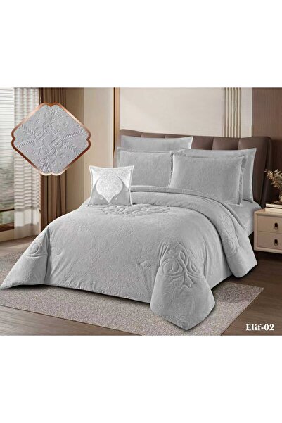miral Double winter velvet faux fur bedding set, 7 pieces, fully filled, uniq...