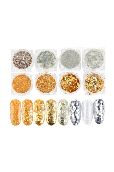 Pink Nails Set 8 Mix Glitter #5