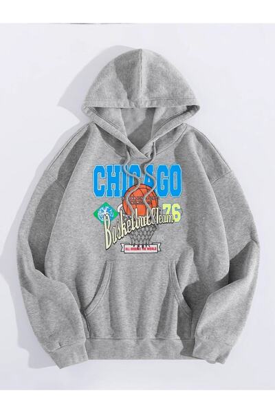 my feminen هوديي للجنسين بتصميم بسيط مطبوع بغطاء رأس جيب قصة فضفاضة سويت شيرت...