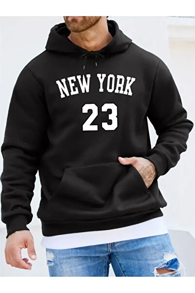 my feminen هوديي للجنسين بتصميم بسيط مطبوع بغطاء رأس جيب قصة فضفاضة سويت شيرت...