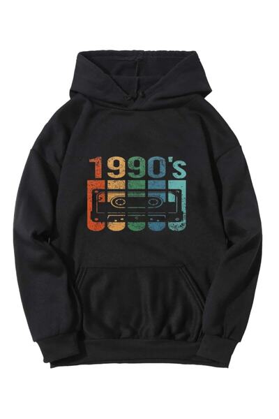 my feminen هوديي للجنسين بتصميم بسيط مطبوع بغطاء رأس جيب قصة فضفاضة سويت شيرت...