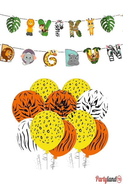 PartylandTR Safari 10 Balon İyi Ki Doğdun 3D Banner
