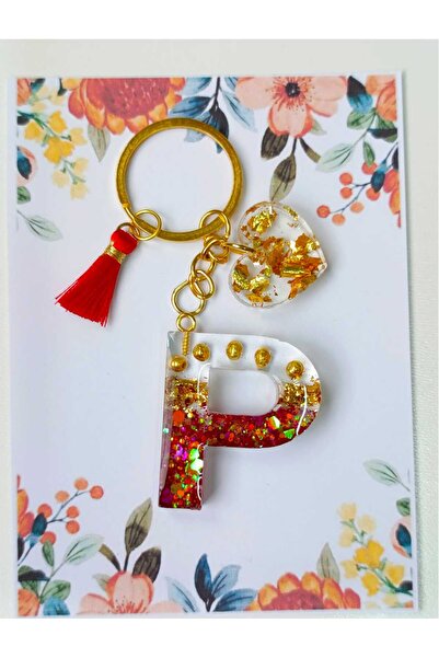 demirbasavm Handmade Letter P Epoxy Keychain