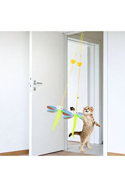 PATICOOL Dragonfly Cat Toy That Can Be Hung on the Door |   Suction Cup, Mova...