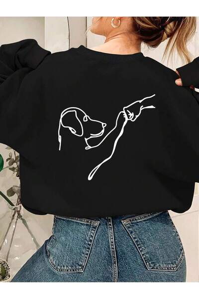 my feminen هوديي للجنسين بتصميم بسيط مطبوع بغطاء رأس جيب قصة فضفاضة سويت شيرت...