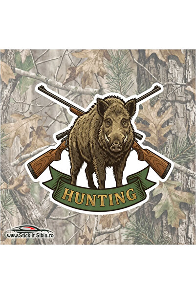 StickITsibiu Car Sticker Hunting Boar – Forest 10x10 | Premium quality
