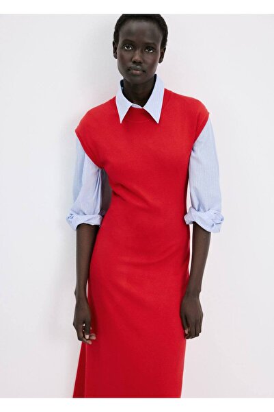 MANGO Woman Perkins yakalı triko elbise