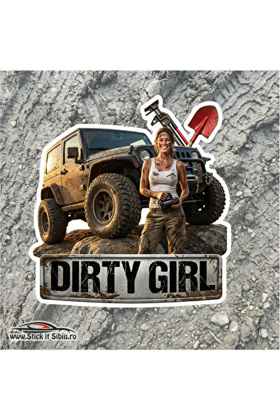 StickITsibiu Sticker Jeep Dirty Girl – Offroad Shovel 10x10 | Cut Out Contour