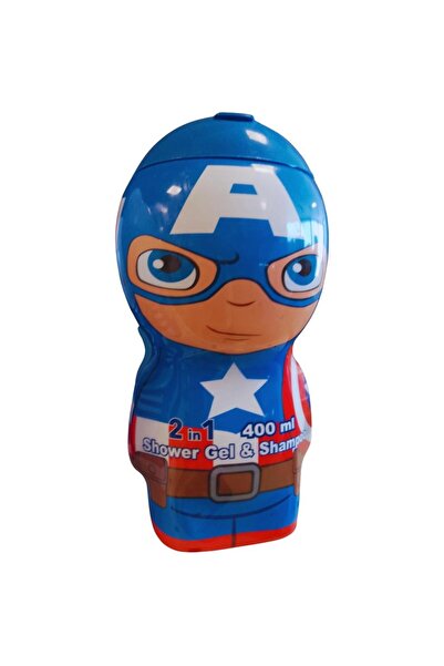 Air-Val Captain America Shower Gel and Shampoo, with 2D Figure, 400 ml