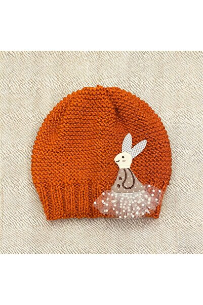 The Cloudish Shop Cinnamon-Colored Hand Knitted Baby Kids Beanie with Tutu an...