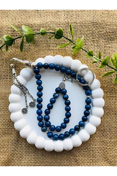 Luba Breloc cu mărgele de rugăciune din piatră naturală Lapis Lazuli de 8 mm,...