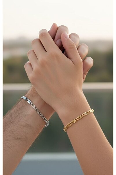 xesha Lover Bracelet Combination - Set of 2 Gold & Silver Color Women's and M...