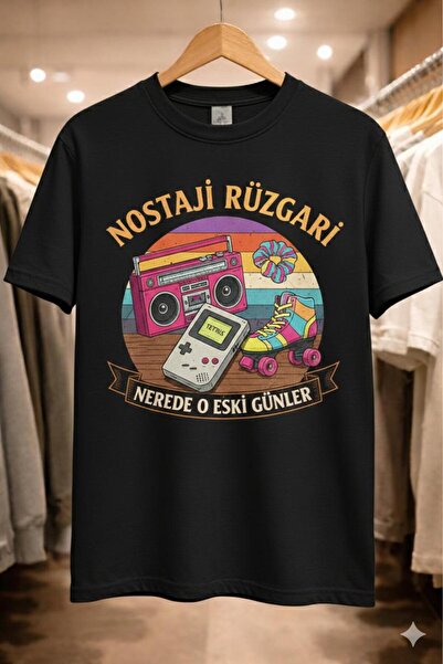 playwear ANALOG WORLD (Tricou negru din bumbac pieptănat, cu mânecă scurtă, d...