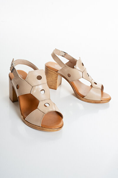 Ender 100% Genuine Leather Thick Heeled Soft Sole Women's Sandals