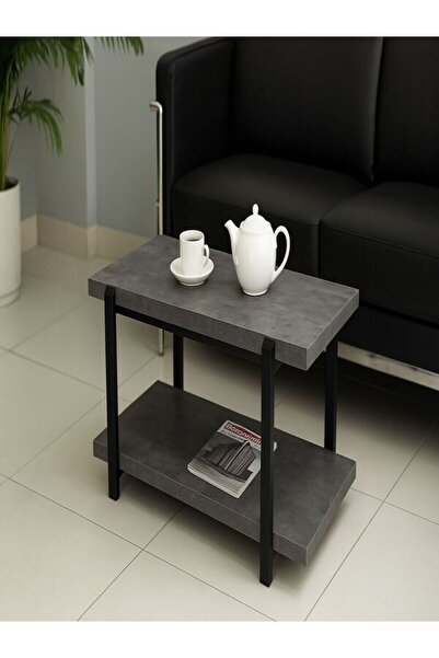 BEC59 Modern living room table with a wooden top and black metal legs - durab...