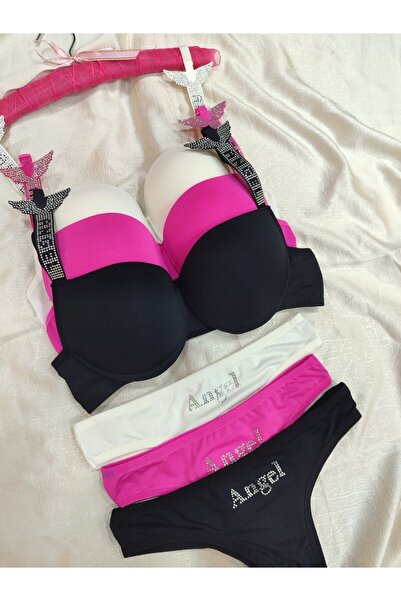 Love Angels Stone Pattern Underwear 3-Piece Set Dowry Underwear Set