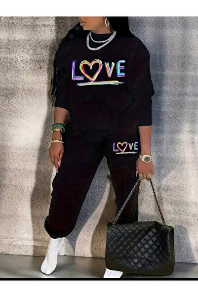 my feminen Crew Neck Printed Bottom Top Women's Set Oversize Tracksuit Boyfirend