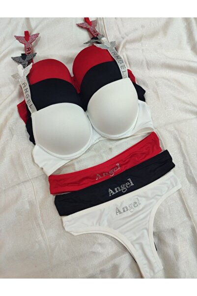 Love Angels Stone Pattern Underwear 3-Piece Set Dowry Underwear Set