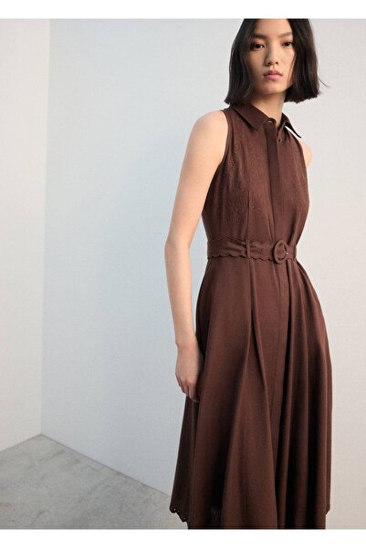 MANGO Woman İşlemeli gömlek elbise