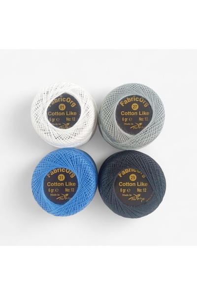 fabricorg No:12 Cotton Like Etamin - Cross Stitch 4-Piece Thread Set-10 (6 Gr)