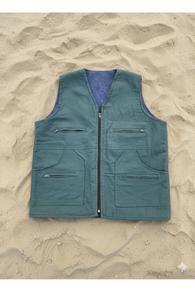 ÇorapçıAbim Klasik Baba Tarzı İçi Kürklü Çok Cepli Kışlık Avcı ve Taktik Yelek