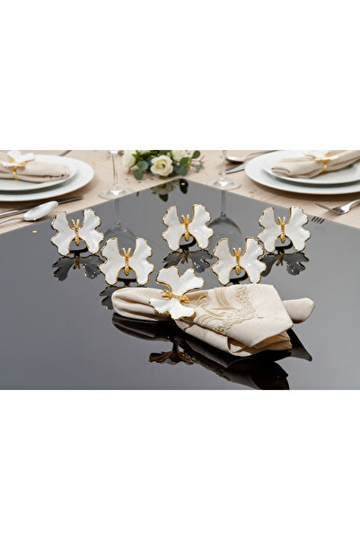 ASSA BAZAAR Set of 6 Gold Enamel Butterfly Model Napkin Rings – Stylish Table...