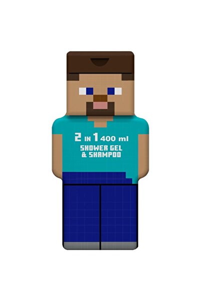 Air-Val Gel de duș și șampon Air Val Minecraft, Figurină 2D Steve, 400 ml