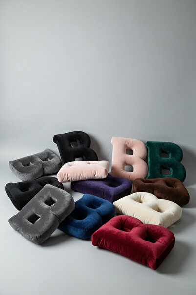 JACA Velvet Fabric B Letter Pillow Large Size Throw Pillow (40cm)