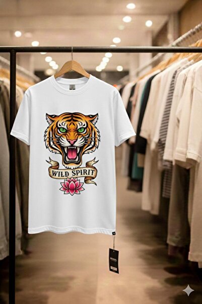 playwear WILD SPIRIT (Tricou negru din bumbac pieptănat, cu mânecă scurtă, de...