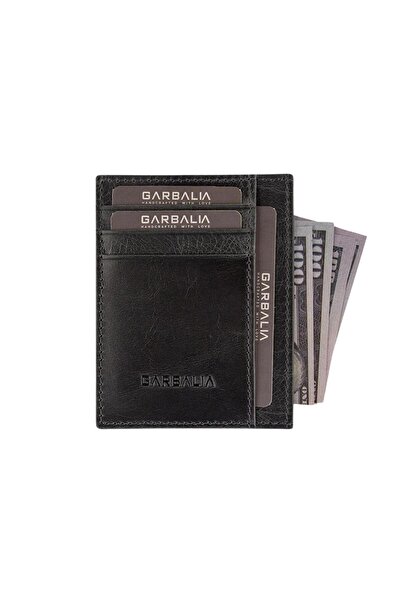 Garbalia Seul Genuine Leather Unisex Card Holder Wallet Black