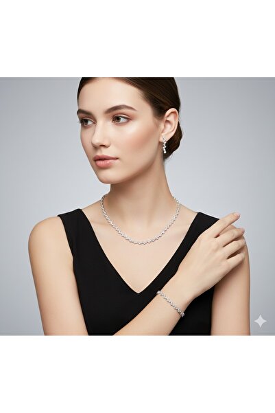 shopidik Eye-Catching Sparkle: Crystal Stone Zigzag Design Evening Dress Jewe...