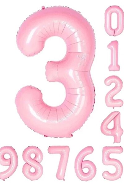 ALYA PARTİ 3 Yaş Pembe Rakam Folyo Balon 76Cm Rakam Folyo Balon