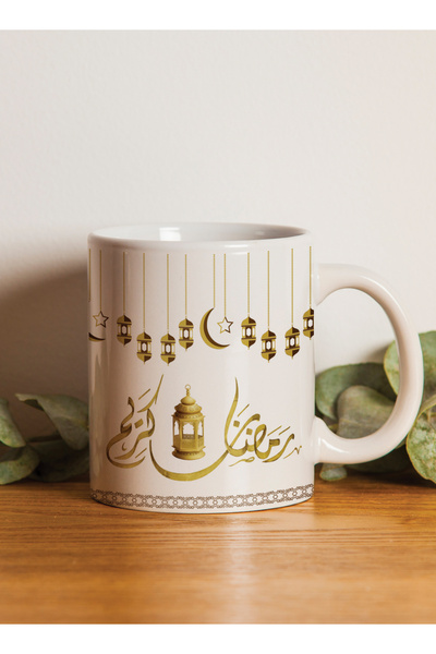 LOWHA 11 oz Ceramic Mug with Ramdan Kareem and Lanterns Design