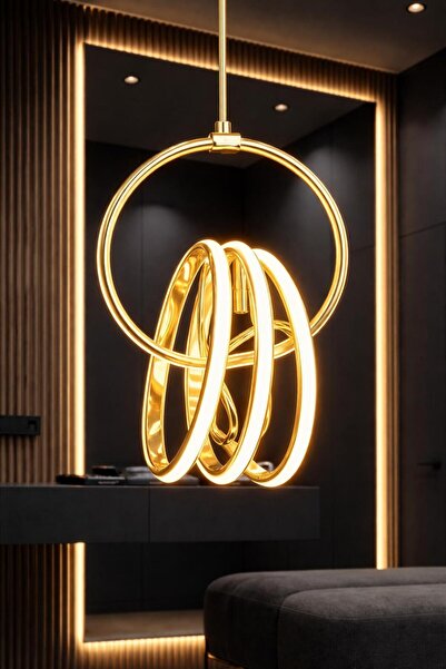 AURA LIGHTING Gold İmza Model 3 Renk LED Modern Antre/Hol, Mutfak Banyo Avize...