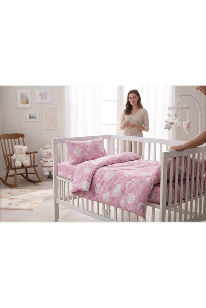 By Masuaa Baby Bedding Set 4 Pieces |   150 X 100 | Pink Cloudy