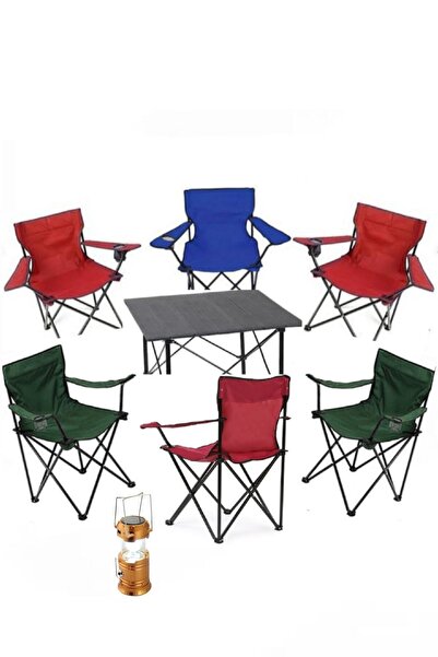 Empressco 6'lı Katlanır Kamp Sandalyesi ve Portatif Masa ile El Feneri Seti