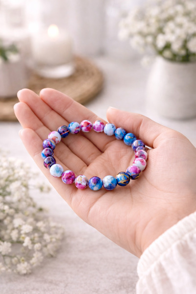 Handmade Aurora Renkli Akrilik Boncuk Bileklik