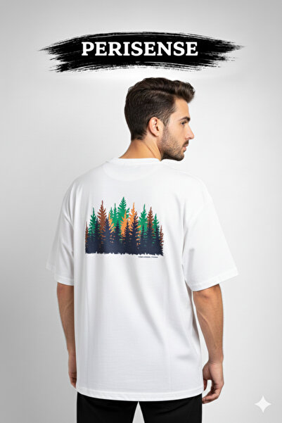 PERISENSE Unisex Savage Pine Printed Premium Combed Cotton Oversized T-Shirt