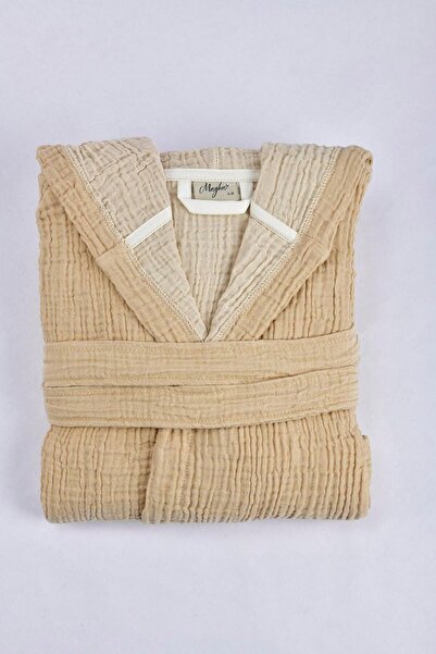 Evini Love Kapüşonlu 4 Kat Müslin Bornoz, Kimono, Sabahlık, %100 Pamuk