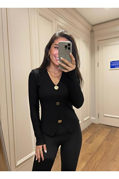 Bliss Dale Ottoman Kumaş Düğmeli Bluz