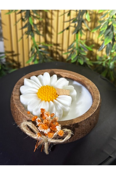 MANİFEST CANDLE Bambu Kasede Beyaz Papatya Kokulu Mum – Dekoratif ve Doğal Ta...