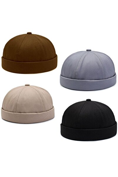 Rupen Kraft Set of 4 100% Cotton Cap Adjustable Docker Hat Summer Skullcap Ha...