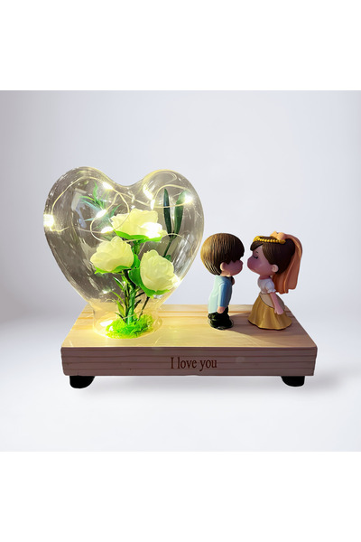 OEM Valentine's Day Gift – Heart LED Lamp with Roses
