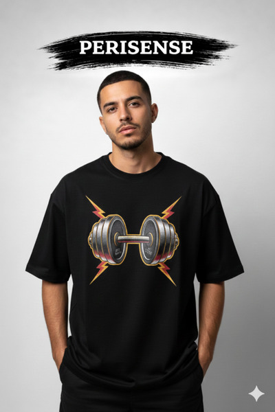 PERISENSE Tricou oversize unisex din bumbac pieptănat premium, cu imprimeu Co...